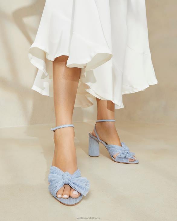 femmes Loeffler Randall bleu talon à nœud plissé camélia chaussures 8HL87 - Image 5