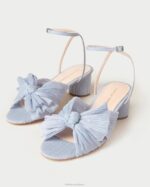 femmes Loeffler Randall bleu talon à nœud plissé dahlia chaussures 8HL84 - Image 2