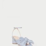 femmes Loeffler Randall bleu talon à nœud plissé dahlia chaussures 8HL84
