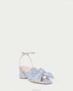 femmes Loeffler Randall bleu talon à nœud plissé dahlia chaussures 8HL84
