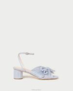 femmes Loeffler Randall bleu talon à nœud plissé dahlia chaussures 8HL84 - Image 3