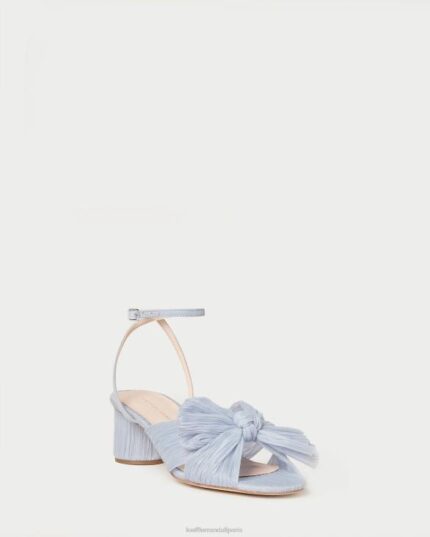 femmes Loeffler Randall bleu talon à nœud plissé dahlia chaussures 8HL84