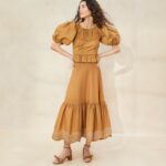 femmes Loeffler Randall brun jupe opale à ourlet volanté vêtements 8HL8228
