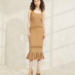 femmes Loeffler Randall brun robe débardeur à ourlet volanté yessica vêtements 8HL8195