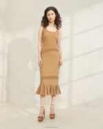 femmes Loeffler Randall brun robe débardeur à ourlet volanté yessica vêtements 8HL8195