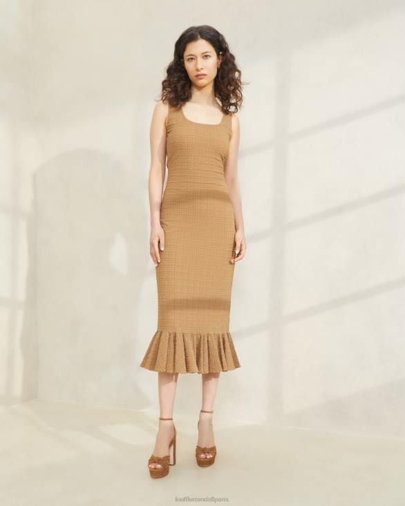 femmes Loeffler Randall brun robe débardeur à ourlet volanté yessica vêtements 8HL8195 - Image 1