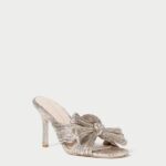 femmes Loeffler Randall Champagne mule à nœud plissé Claudia chaussures 8HL894