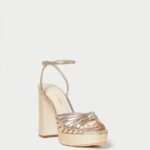 femmes Loeffler Randall Champagne sandale à plateforme à nœud rivka chaussures 8HL827
