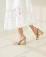 femmes Loeffler Randall Champagne sandale à talon courbé malia chaussures 8HL850 - Image 5