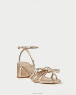 femmes Loeffler Randall Champagne sandale mikel à nœud et talon chaussures 8HL822
