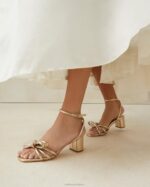 femmes Loeffler Randall Champagne sandale mikel à nœud et talon chaussures 8HL822 - Image 5