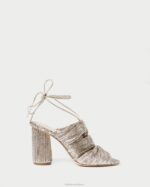 femmes Loeffler Randall Champagne sandale plissée à lacets teresa chaussures 8HL895 - Image 2