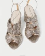 femmes Loeffler Randall Champagne sandale plissée à lacets teresa chaussures 8HL895 - Image 3