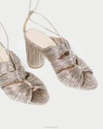 femmes Loeffler Randall Champagne sandale plissée à lacets teresa chaussures 8HL895 - Image 4