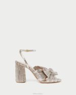 femmes Loeffler Randall Champagne talon à nœud plissé camélia chaussures 8HL864 - Image 2