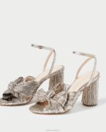 femmes Loeffler Randall Champagne talon à nœud plissé camélia chaussures 8HL864 - Image 3