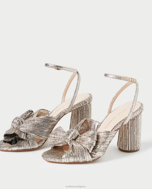 femmes Loeffler Randall Champagne talon à nœud plissé camélia chaussures 8HL864 - Image 3