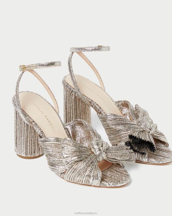 femmes Loeffler Randall Champagne talon à nœud plissé camélia chaussures 8HL864 - Image 4