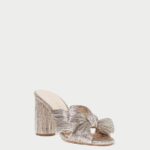 femmes Loeffler Randall Champagne talon à nœud plissé chaussures 8HL869