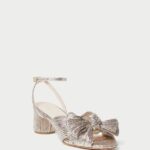 femmes Loeffler Randall Champagne talon à nœud plissé dahlia chaussures 8HL853