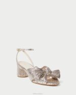 femmes Loeffler Randall Champagne talon à nœud plissé dahlia chaussures 8HL853