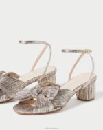 femmes Loeffler Randall Champagne talon à nœud plissé dahlia chaussures 8HL853 - Image 3