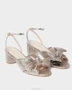 femmes Loeffler Randall Champagne talon à nœud plissé dahlia chaussures 8HL853 - Image 4
