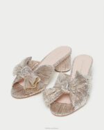 femmes Loeffler Randall Champagne talon à nœud plissé emilia chaussures 8HL849 - Image 4