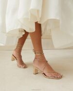 femmes Loeffler Randall Champagne talon enroulé à la cheville cosette chaussures 8HL837 - Image 5