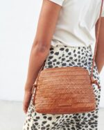 femmes Loeffler Randall Charpente sac à bandoulière tressé marron Mallory Sacs 8HL8324 - Image 3