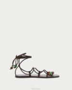 femmes Loeffler Randall chocolat sandale à lacets avec nœud Colleen chaussures 8HL8134 - Image 2