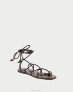 femmes Loeffler Randall chocolat sandale à lacets avec nœud Colleen chaussures 8HL8134