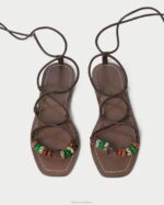 femmes Loeffler Randall chocolat sandale à lacets avec nœud Colleen chaussures 8HL8134 - Image 3