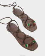 femmes Loeffler Randall chocolat sandale à lacets avec nœud Colleen chaussures 8HL8134 - Image 4