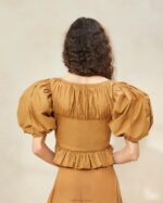 femmes Loeffler Randall cigare anna - haut à basque et manches bouffantes vêtements 8HL8209 - Image 3