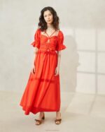femmes Loeffler Randall coquelicot robe à corsage froncé yael vêtements 8HL8177