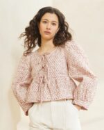 femmes Loeffler Randall crème/ambre petites fleurs veste nouée sur le devant donna vêtements 8HL8262 - Image 2