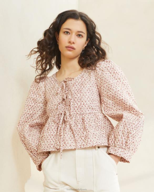 femmes Loeffler Randall crème/ambre petites fleurs veste nouée sur le devant donna vêtements 8HL8262 - Image 2