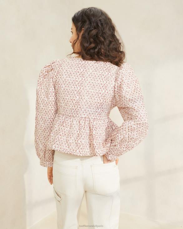 femmes Loeffler Randall crème/ambre petites fleurs veste nouée sur le devant donna vêtements 8HL8262 - Image 3
