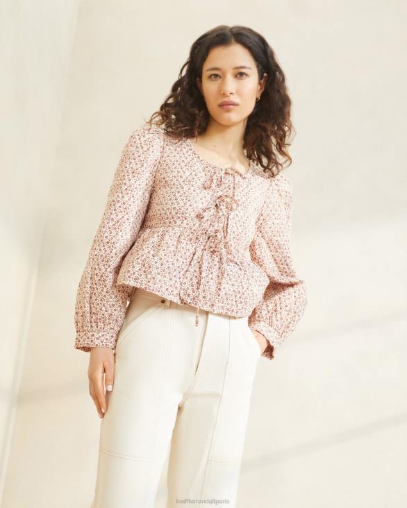femmes Loeffler Randall crème/ambre petites fleurs veste nouée sur le devant donna vêtements 8HL8262 - Image 1