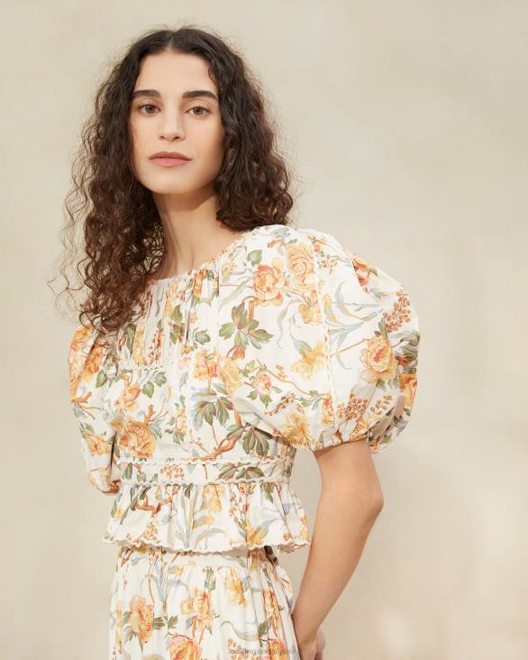 femmes_loeffler_randall_creme_botanique_florale_anna_haut_a_basque_et_manches_bouffantes_vetements_8hl8206.jpg femmes Loeffler Randall crème botanique florale anna - haut à basque et manches bouffantes vêtements 8HL8206 - Image 1