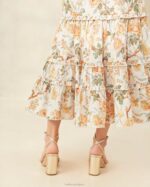 femmes Loeffler Randall crème botanique florale jupe mi-longue festonnée ellie vêtements 8HL8224 - Image 3