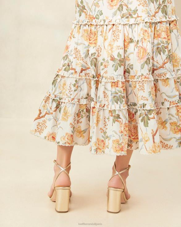 femmes Loeffler Randall crème botanique florale jupe mi-longue festonnée ellie vêtements 8HL8224 - Image 3