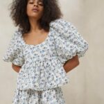 femmes Loeffler Randall crème/fleuri haut matelassé jessalyn vêtements 8HL8248