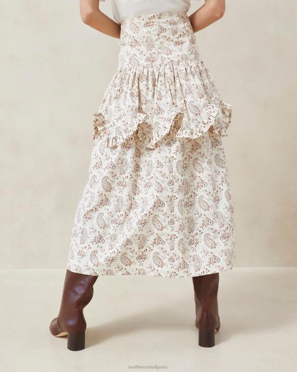 femmes Loeffler Randall crème florale à motif cachemire milo - jupe festonnée à volants et motif cachemire vêtements 8HL8240 - Image 2