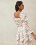 femmes Loeffler Randall crème florale à motif cachemire Misha - Haut ondulé à volants et motif cachemire vêtements 8HL8239 - Image 2