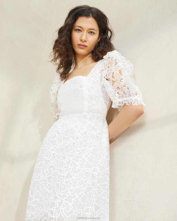 femmes Loeffler Randall crème robe addison à manches bouffantes vêtements 8HL8182 - Image 2