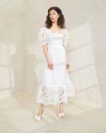 femmes Loeffler Randall crème robe addison à manches bouffantes vêtements 8HL8182