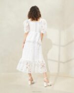 femmes Loeffler Randall crème robe addison à manches bouffantes vêtements 8HL8182 - Image 3