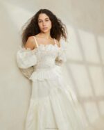 femmes Loeffler Randall crème robe en organza à smocks suzette vêtements 8HL8170 - Image 2